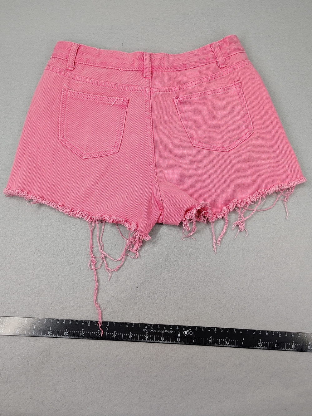 Blue B Collection - Pink Fringe Denim Shorts w/ Rhinestone Chains - Size 0 - Picture 5 of 10
